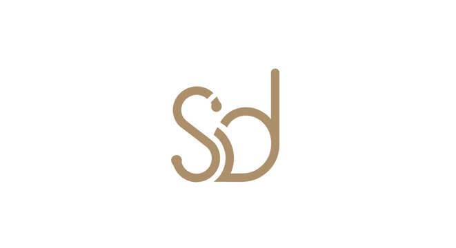 Minimalist gold letter Sd monogram logo design.