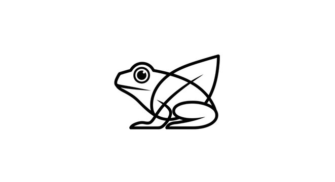 Minimalist line art frog logo icon.