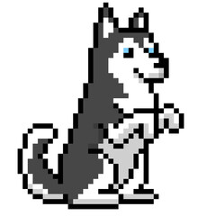 Fototapeta premium Pixel art cute Siberian Husky dog standing on hind legs or begging icon, 8-bit retro style