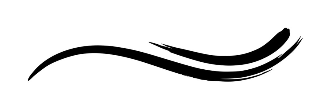 Dynamic black brush stroke wave graphic for artistic design elements