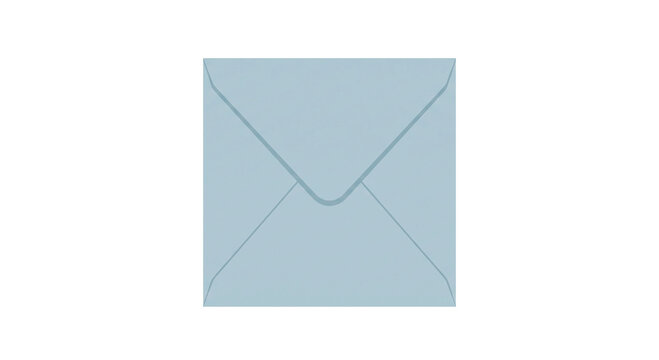 Pastel blue square envelope closed view PNG on white background with envelope, stationery PNG on white background