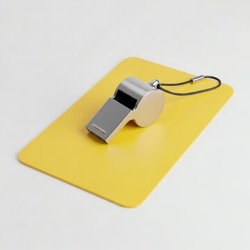 Referee s Whistle and Yellow Card Symbol of Sports Discipline