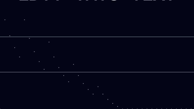 Minimalist digital data chart animation with descending trend lines and abstract particle points on dark 4k background