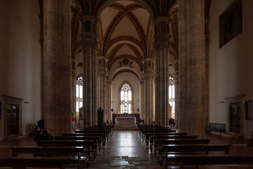 Duomo di  Pienza (Pienza Cathedral), renaissance styled church dedicated to the assumption of the Virgin Mary in Pienza, Val d'Orcia, Italy