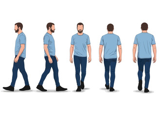 Obraz premium Man walking in different directions and angles