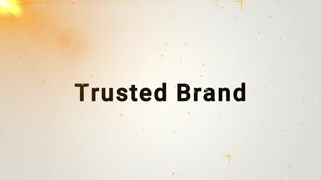 Trusted Brand text appears in bold black font on a light background with subtle golden particle effects.