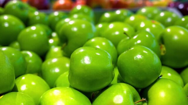 Pile of Fresh Ripe Green Granny Smith Apples
