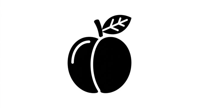 Black peach icon, fruit symbol, vector illustration, simple design