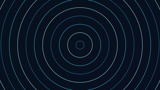 Glowing blue concentric circles expanding outward to create a dynamic motion effect for modern visual projects