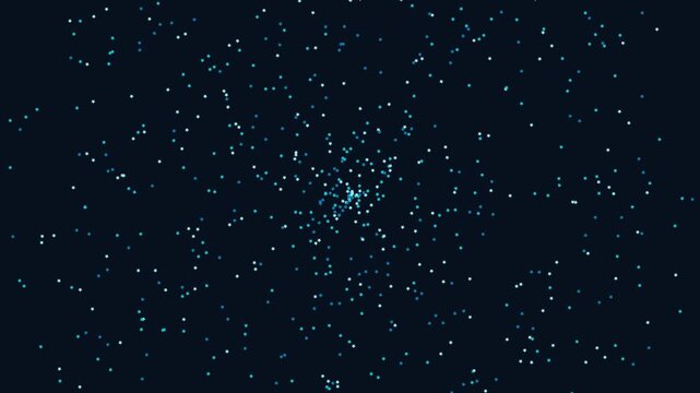 Glowing blue particles moving in a circular motion to form a bright shimmering star vortex