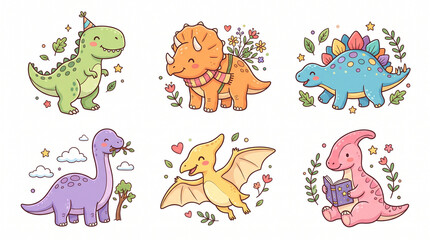 Naklejka premium cute dino illustration drawing