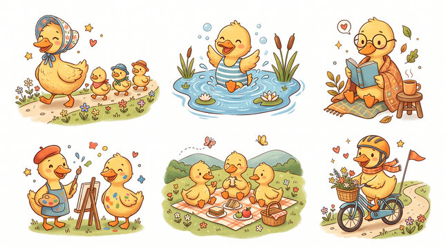 set of easter eggs and chicken ducks