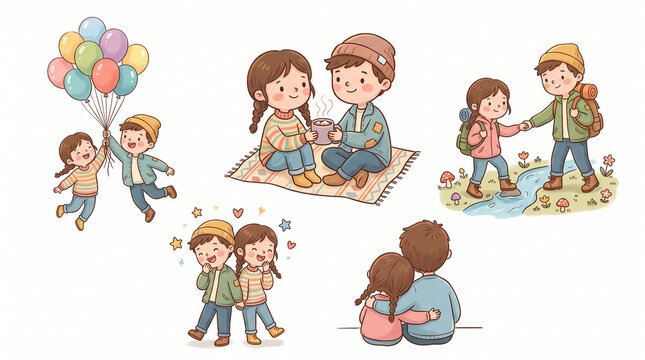 happy couple cartoon