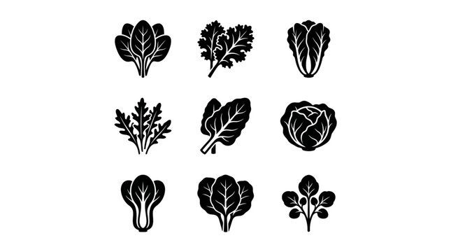 Variety of leafy green vegetable icons.