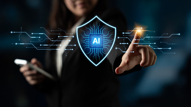 AI-powered cybersecurity. Intelligent system acts as a digital shield cyber security, providing security network protection and data security against online cyber threats and viruses. Fermion