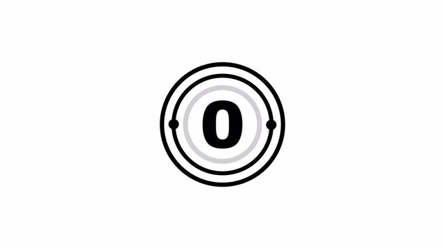 Black 3 seconds timer appears inside concentric circular outlines on white.