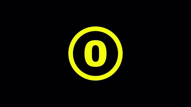 Yellow circular 3 seconds countdown timer animation with a moving progress, three second.