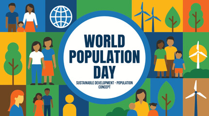 Fototapeta premium World Population Day Sustainable Development Population Concept Poster Concept Artwork