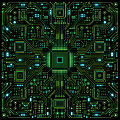Fototapeta premium High tech green circuit board abstract background texture graphic design