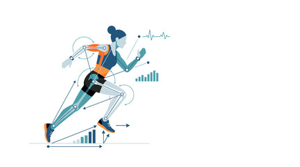 Fototapeta premium Runner in Motion with Data Graphics.