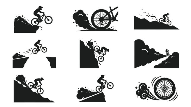 Silhouette of mountain biker in action.