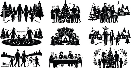 Obraz premium Family celebrating christmas holiday traditions together