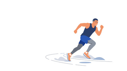 Fototapeta premium Man Running in Blue Athletic Wear.
