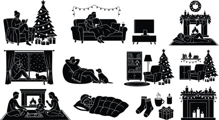 Obraz premium Cozy holiday home scenes with christmas decorations