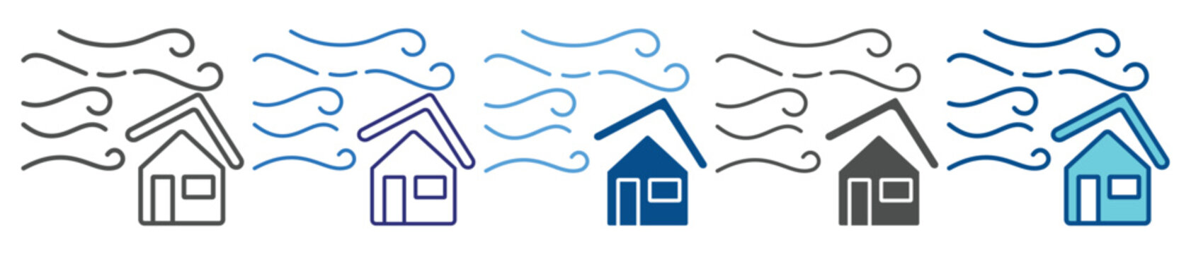 Wind Gust icon set multiple style collection