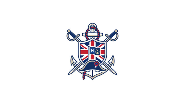 Nautical Emblem with Marine Symbols and British Flag Design