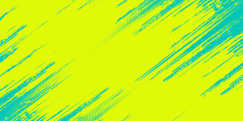 Neon green yellow background with grunge texture brush strokes. Squiggle bold smears template. Grainy bold bright brush strokes. Punk neon vector texture background. Backdrop street art design. © Samsul