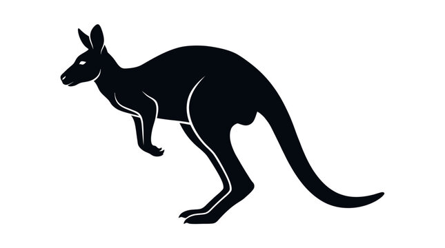 Black silhouette of a kangaroo animal.