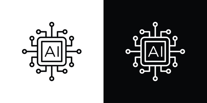 AI processor chip icon editable pictogram bundle