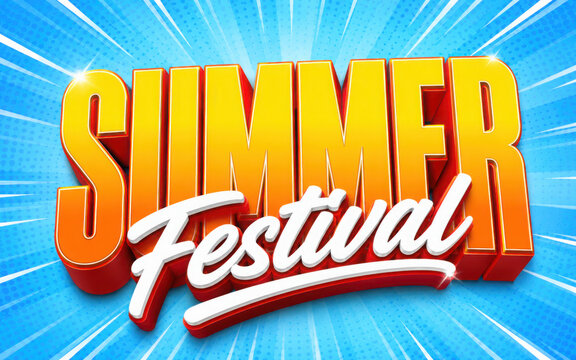 3d summer text effect typography style template