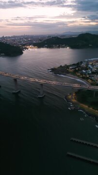 Golden Hour Over the Landmark Bridge: Stunning Drone Cinematic of Vitoria