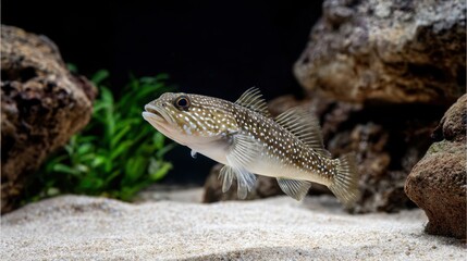 Fototapeta premium Spotted Fish Swimming Gracefully in a Natural Aquatic Habitat