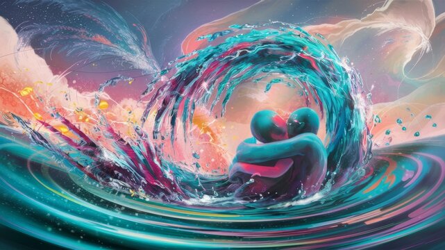 Abstract fluid art with vibrant colors, swirling patterns, and dynamic composition, high quality background.