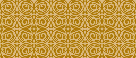 Seamless damask pattern, golden floral ornament, vintage wallpaper background, elegant textile design. © grekngokolo