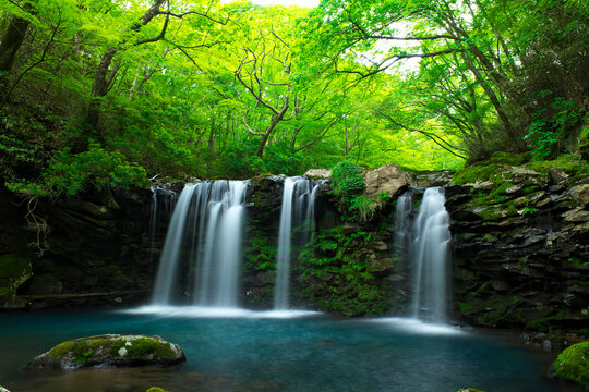 くじゅう連山の麓にある暮雨の滝