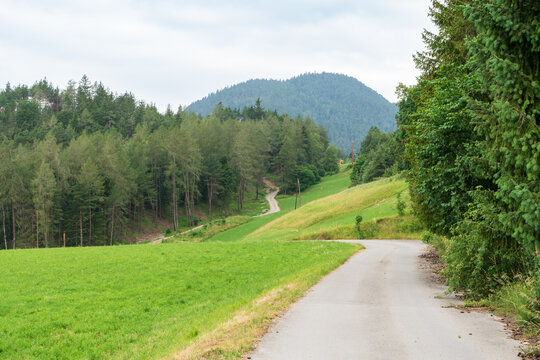 Summer alpine landscape in the Eastern Alps at the border between Italy and Austria
