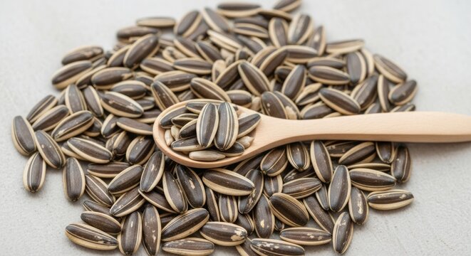 Realistic Professional Photo of Sunflower Seeds (Kuaci) With Natural Food Styling and Detailed Texture