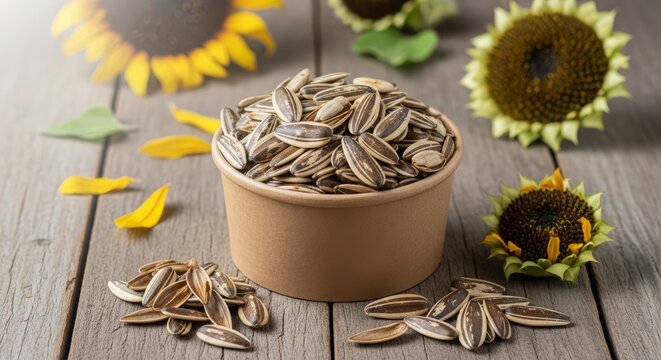 Realistic Professional Photo of Sunflower Seeds (Kuaci) With Natural Food Styling and Detailed Texture