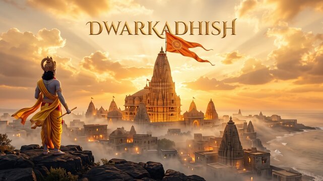 Dwarkadhish Temple Ancient City Ultra Wide Banner