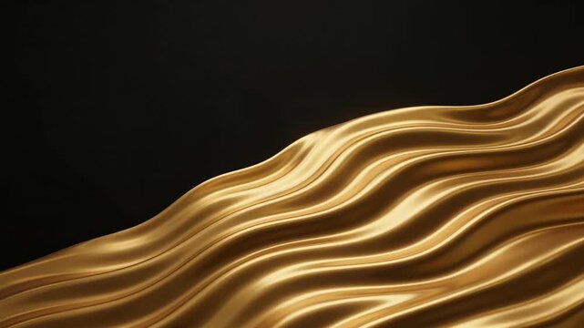 Abstract rippling molten gold surface with luxurious metallic waves