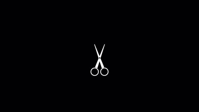 Simple Scissors Cutting Icon Animation Up Down Clean White Loop Transparent Background