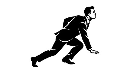 Fototapeta premium Businessman in suit running forward, dynamic action pose, isolated on white background.