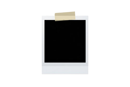 Blank instant print frame attached with tape, ideal for adding custom memories or vintage design elements