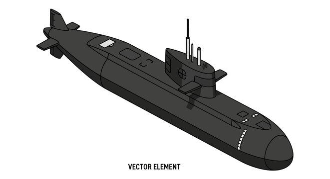 Isometric military submarine for underwater exploration