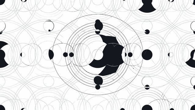 Futuristic digital pattern background with abstract interconnected circles and data flow. Modern technological solar eclipse concept graphic for innovative design