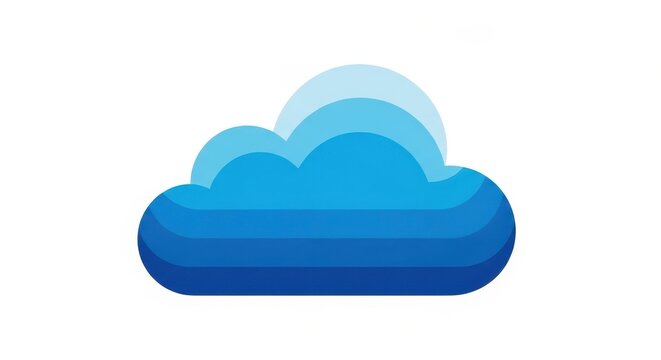 Blue fluffy cloud icon with lighter blue highlights